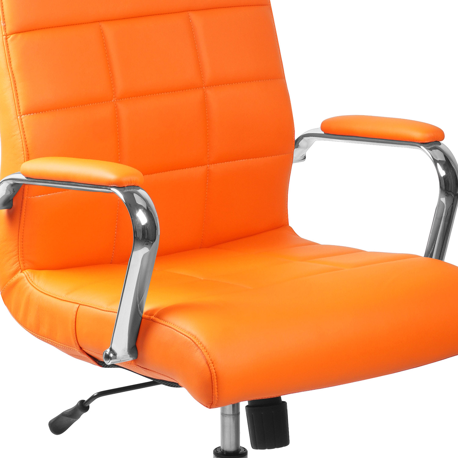 BLNK Vivian Vinyl Mid-Back Executive Swivel Office Chair with Chrome Base and Arms - Orange