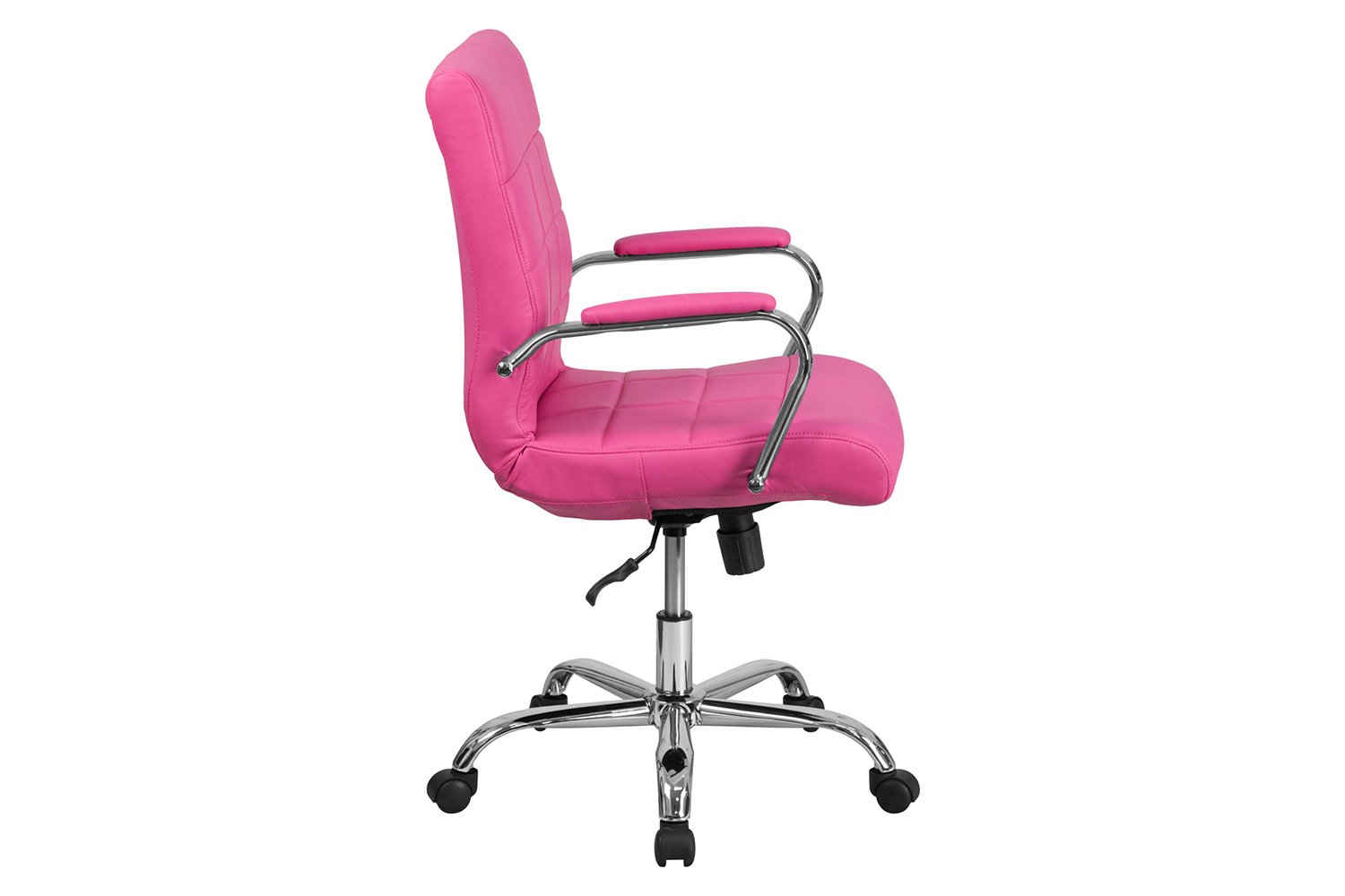 BLNK Vivian Vinyl Mid-Back Executive Swivel Office Chair with Chrome Base and Arms - Pink