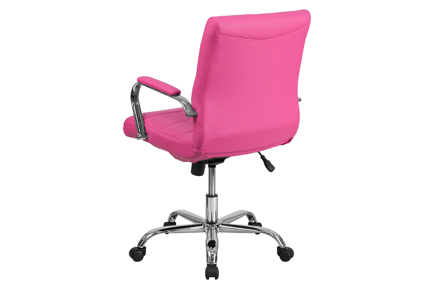 BLNK Vivian Vinyl Mid-Back Executive Swivel Office Chair with Chrome Base and Arms - Pink