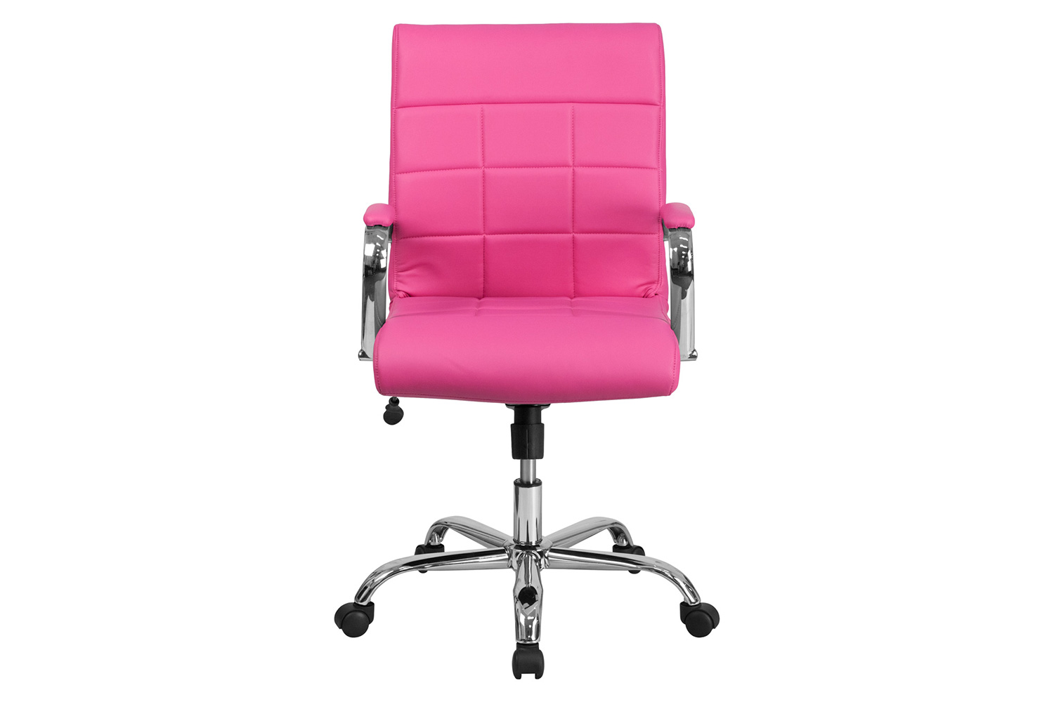 BLNK Vivian Vinyl Mid-Back Executive Swivel Office Chair with Chrome Base and Arms - Pink