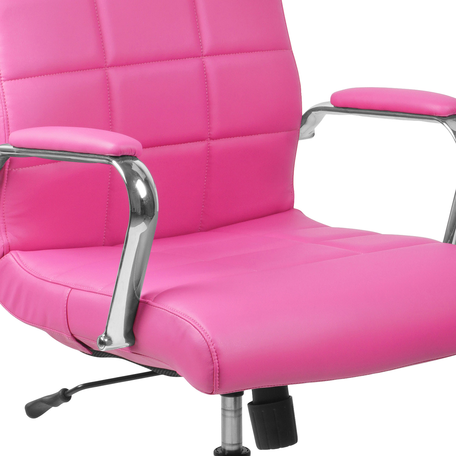 BLNK Vivian Vinyl Mid-Back Executive Swivel Office Chair with Chrome Base and Arms - Pink