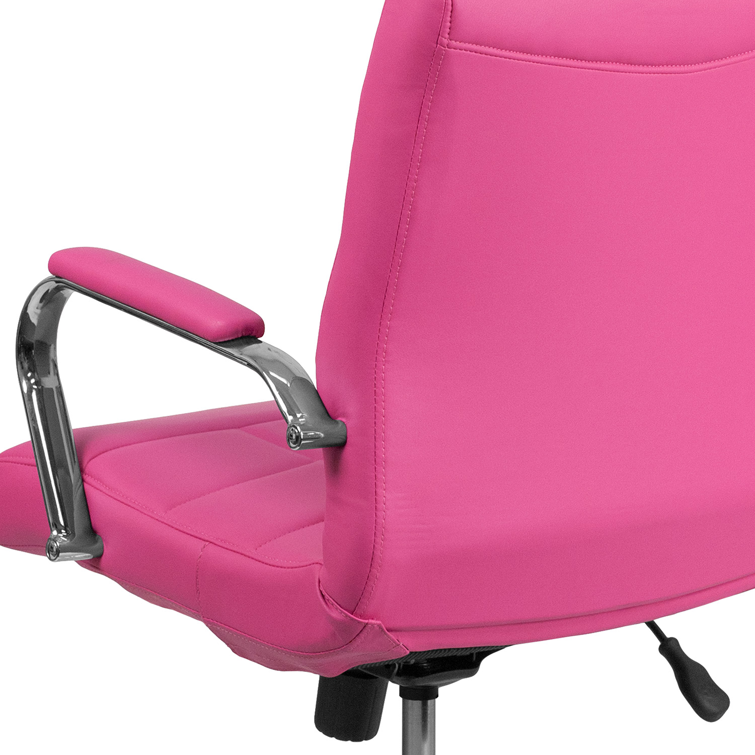 BLNK Vivian Vinyl Mid-Back Executive Swivel Office Chair with Chrome Base and Arms - Pink