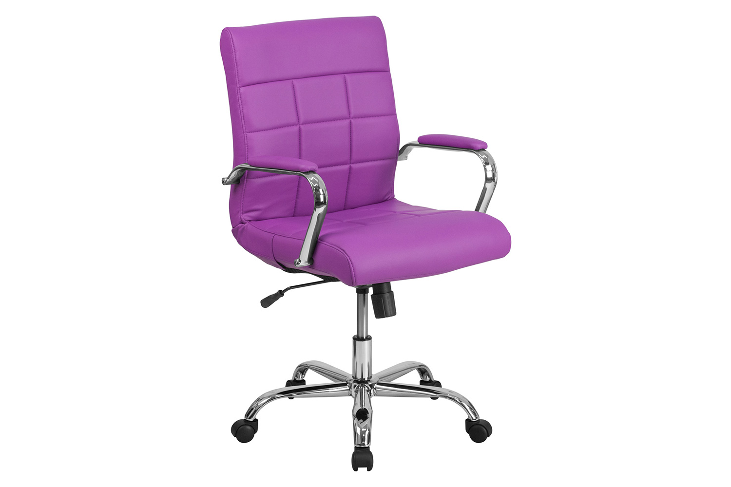 BLNK Vivian Vinyl Mid-Back Executive Swivel Office Chair with Chrome Base and Arms - Purple