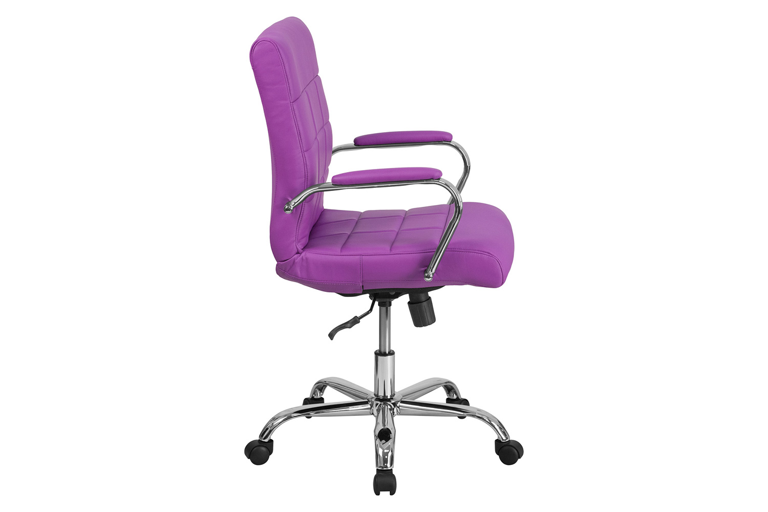 BLNK Vivian Vinyl Mid-Back Executive Swivel Office Chair with Chrome Base and Arms - Purple