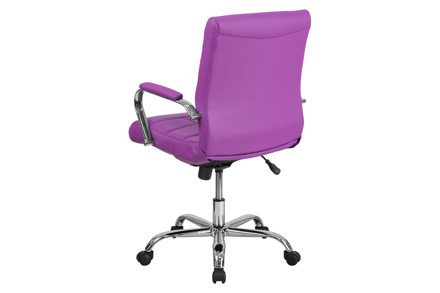 BLNK Vivian Vinyl Mid-Back Executive Swivel Office Chair with Chrome Base and Arms - Purple