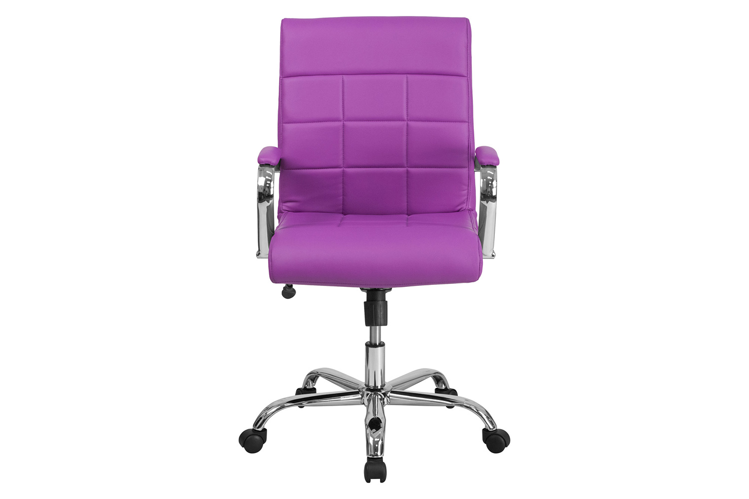 BLNK Vivian Vinyl Mid-Back Executive Swivel Office Chair with Chrome Base and Arms - Purple