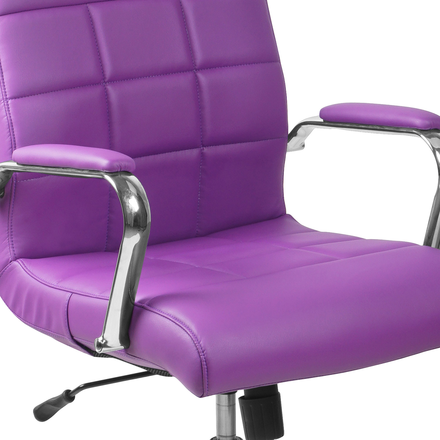 BLNK Vivian Vinyl Mid-Back Executive Swivel Office Chair with Chrome Base and Arms - Purple