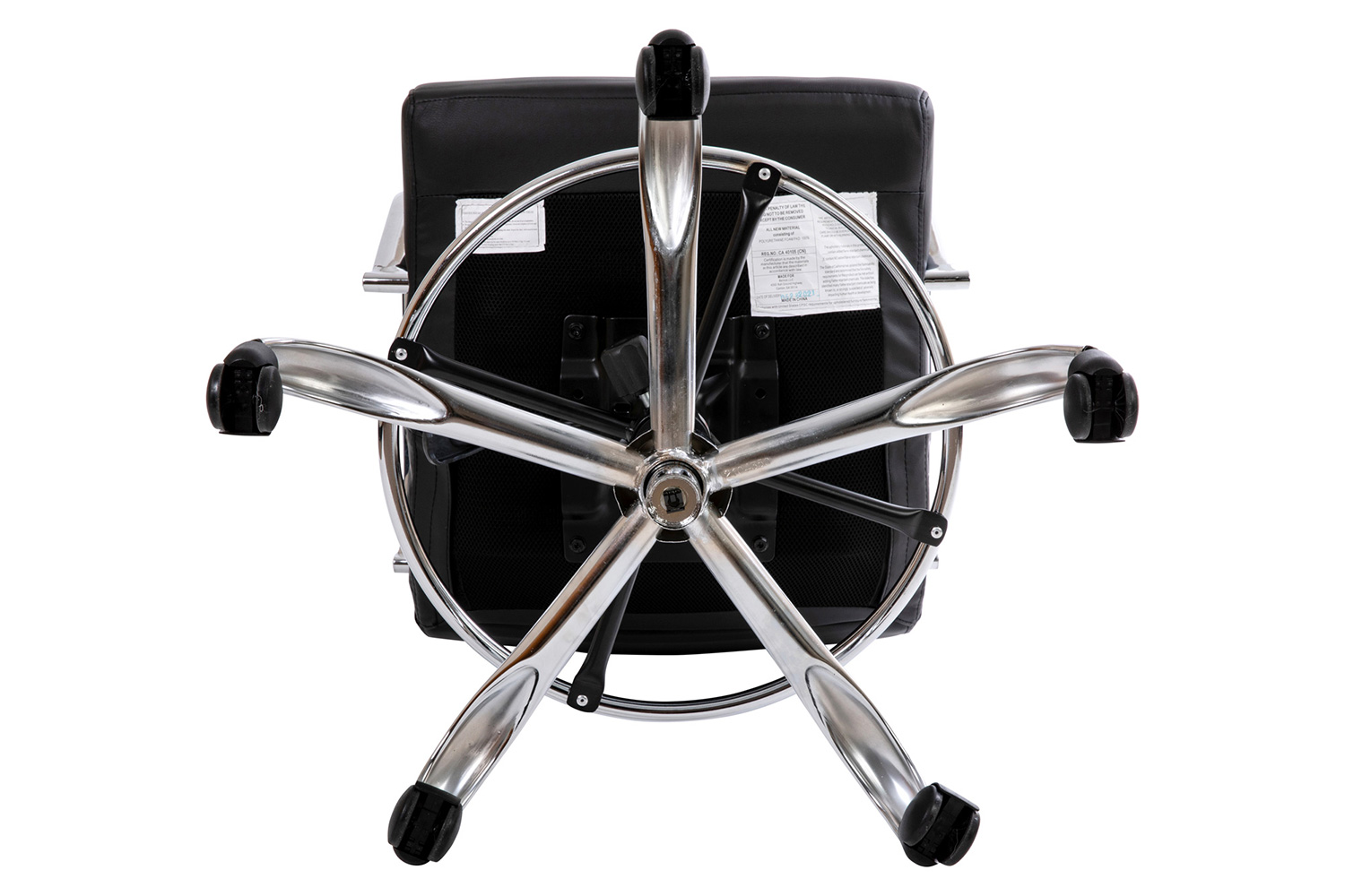 BLNK Whitney LeatherSoft Mid-Back Drafting Chair with Adjustable Foot Ring and Chrome Base - Black