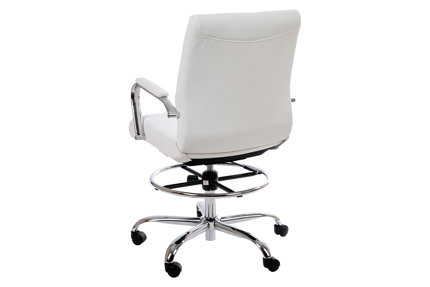 BLNK Whitney LeatherSoft Mid-Back Drafting Chair with Adjustable Foot Ring and Chrome Base - White