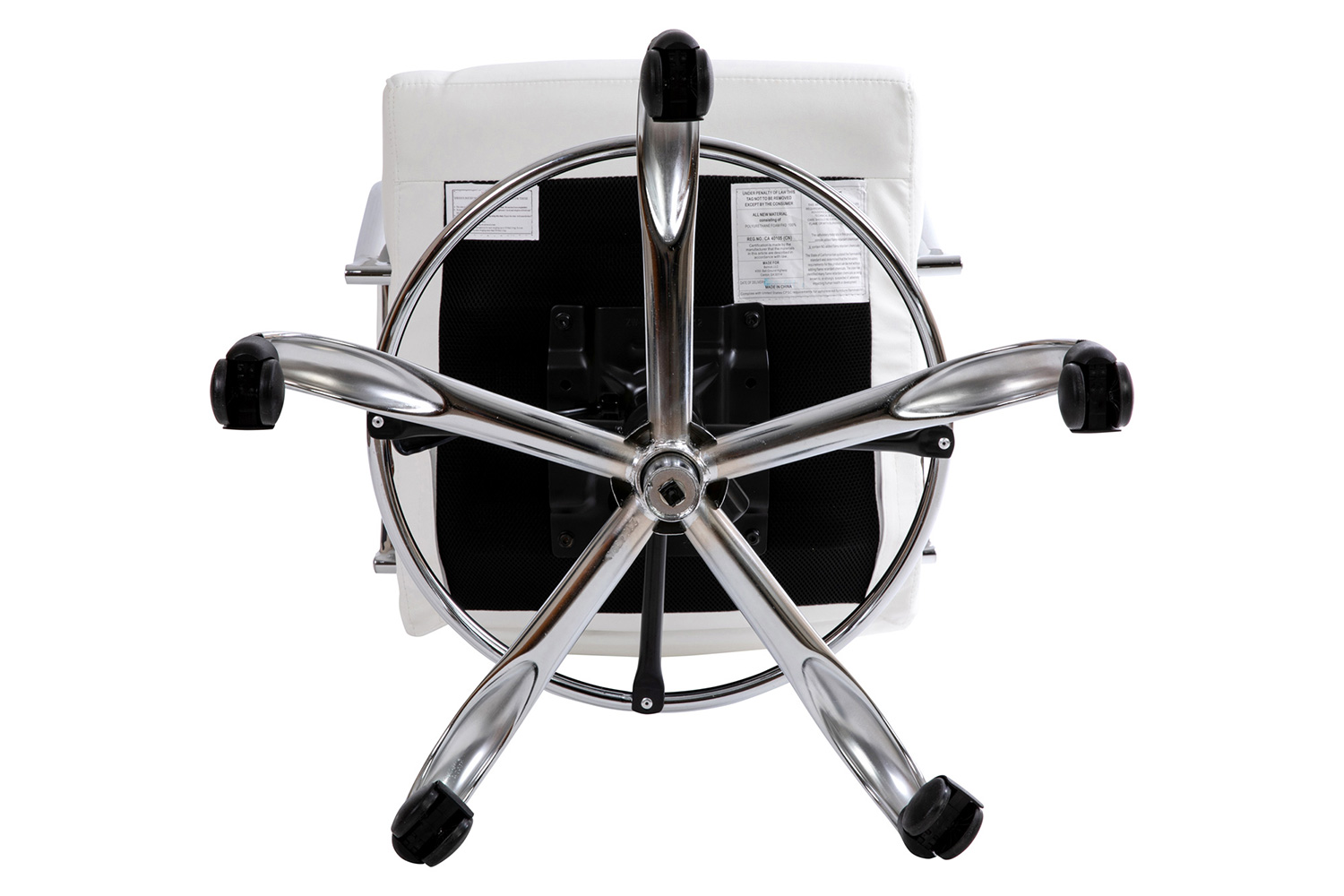 BLNK Whitney LeatherSoft Mid-Back Drafting Chair with Adjustable Foot Ring and Chrome Base - White