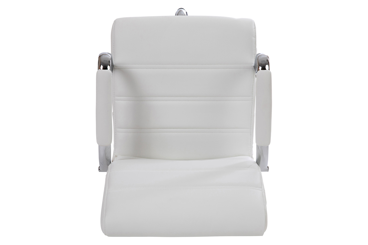 BLNK Whitney LeatherSoft Mid-Back Drafting Chair with Adjustable Foot Ring and Chrome Base - White