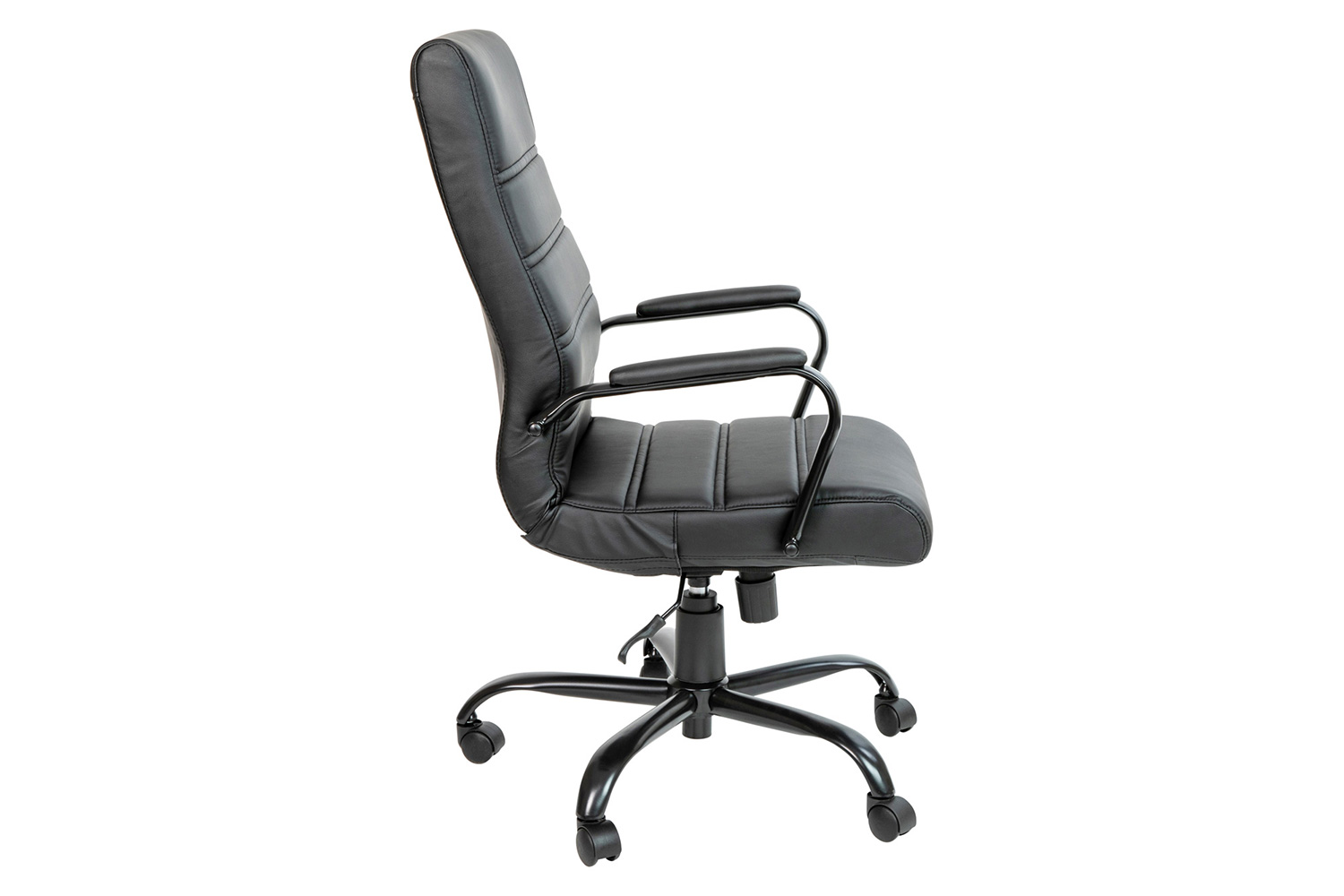 BLNK Whitney LeatherSoft High-Back Executive Swivel Office Chair with Black Frame and Arms - Black