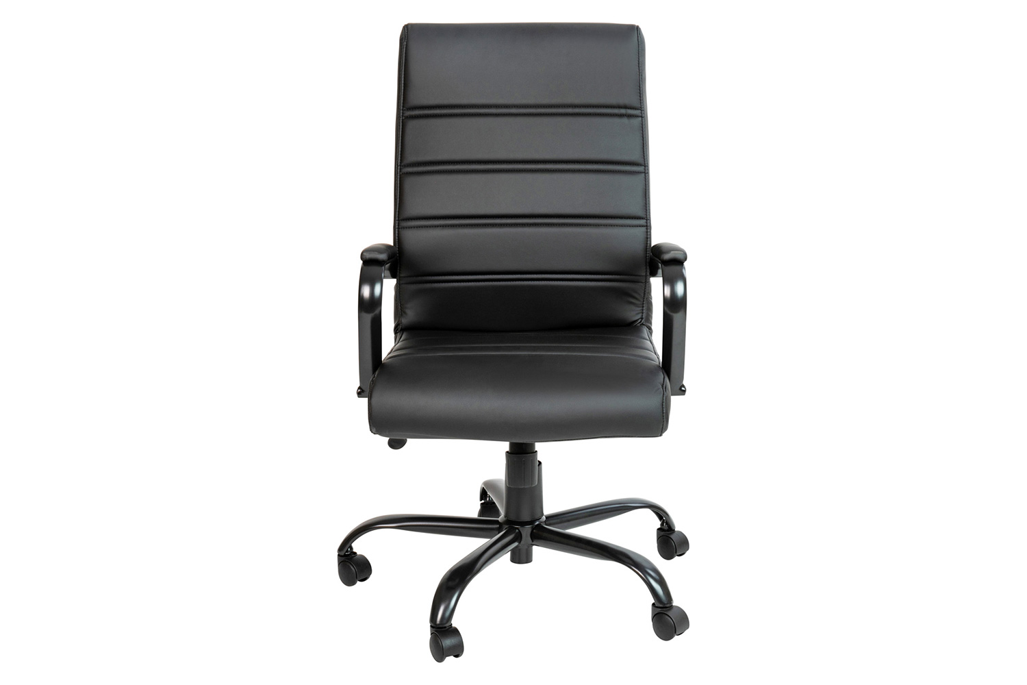 BLNK Whitney LeatherSoft High-Back Executive Swivel Office Chair with Black Frame and Arms - Black