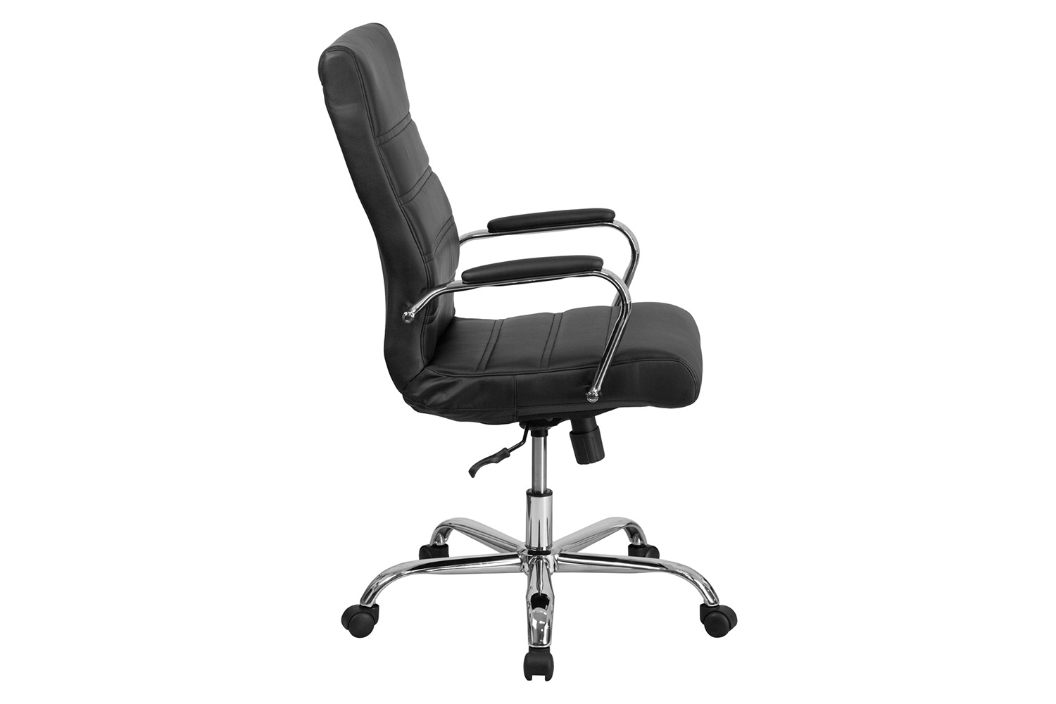 BLNK Whitney LeatherSoft High-Back Executive Swivel Office Chair with Chrome Frame and Arms - Black