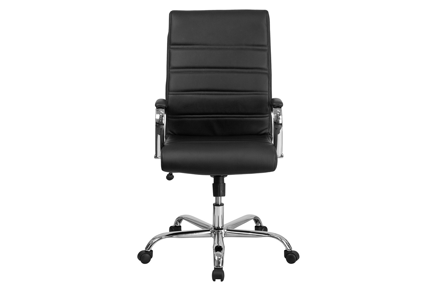 BLNK Whitney LeatherSoft High-Back Executive Swivel Office Chair with Chrome Frame and Arms - Black