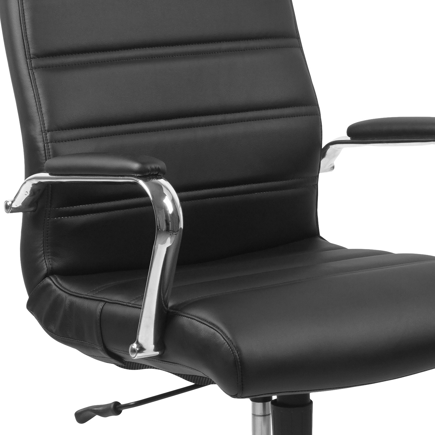 BLNK Whitney LeatherSoft High-Back Executive Swivel Office Chair with Chrome Frame and Arms - Black