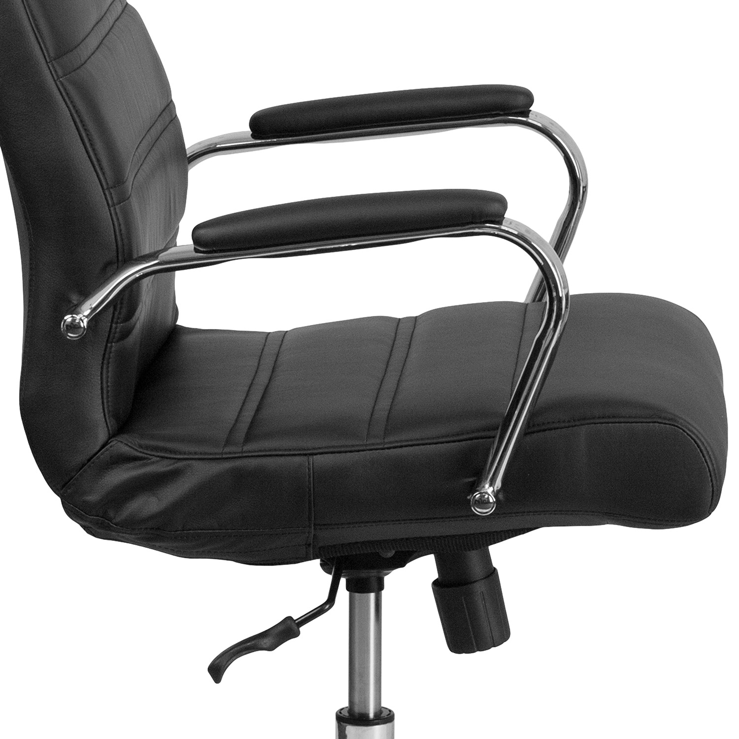 BLNK Whitney LeatherSoft High-Back Executive Swivel Office Chair with Chrome Frame and Arms - Black