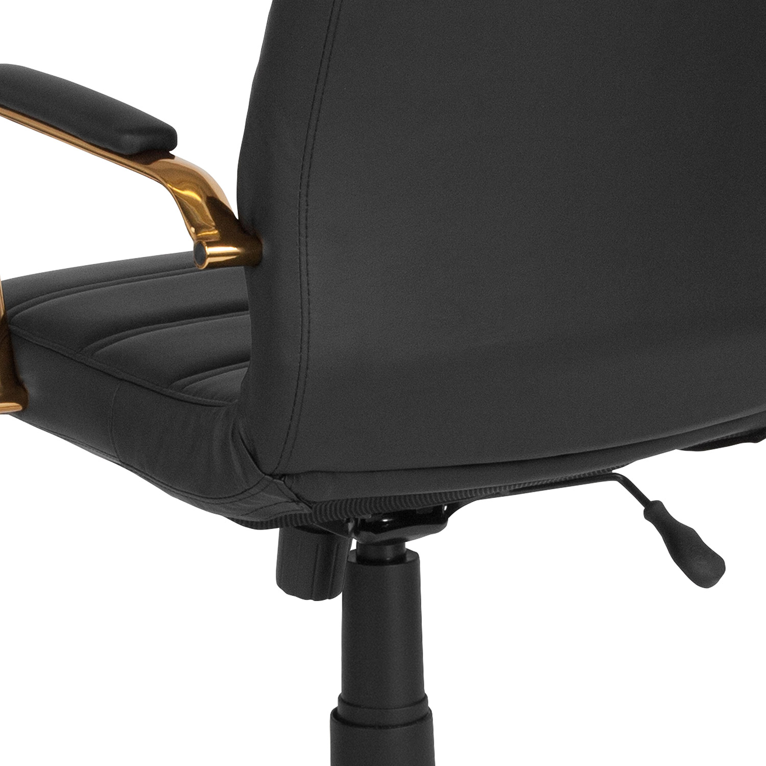 BLNK Whitney LeatherSoft High-Back Executive Swivel Office Chair with Gold Frame and Arms - Black