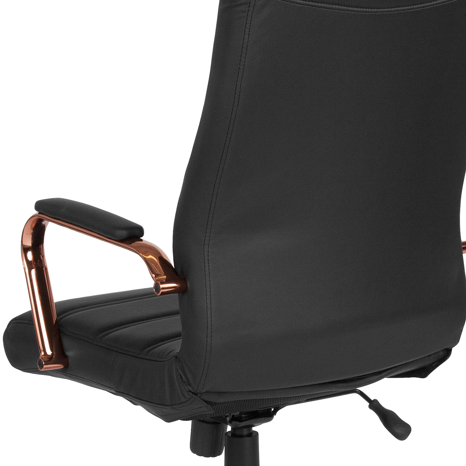 BLNK Whitney LeatherSoft High-Back Executive Swivel Office Chair with Rose Gold Frame and Arms - Black