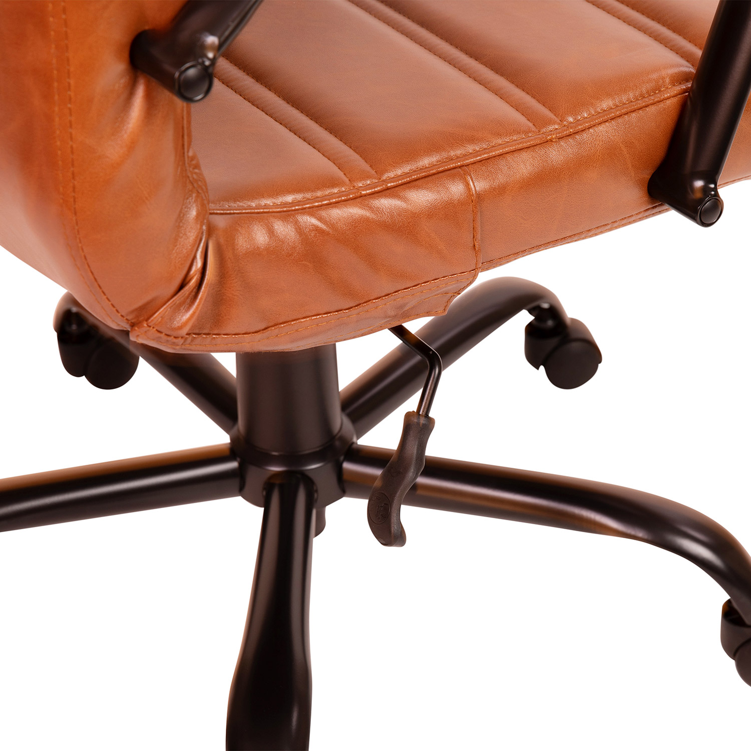 BLNK Whitney LeatherSoft High-Back Executive Swivel Office Chair with Black Frame and Arms - Brown