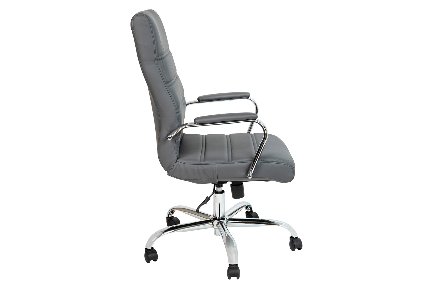 BLNK Whitney LeatherSoft High-Back Executive Swivel Office Chair with Chrome Frame and Arms - Gray