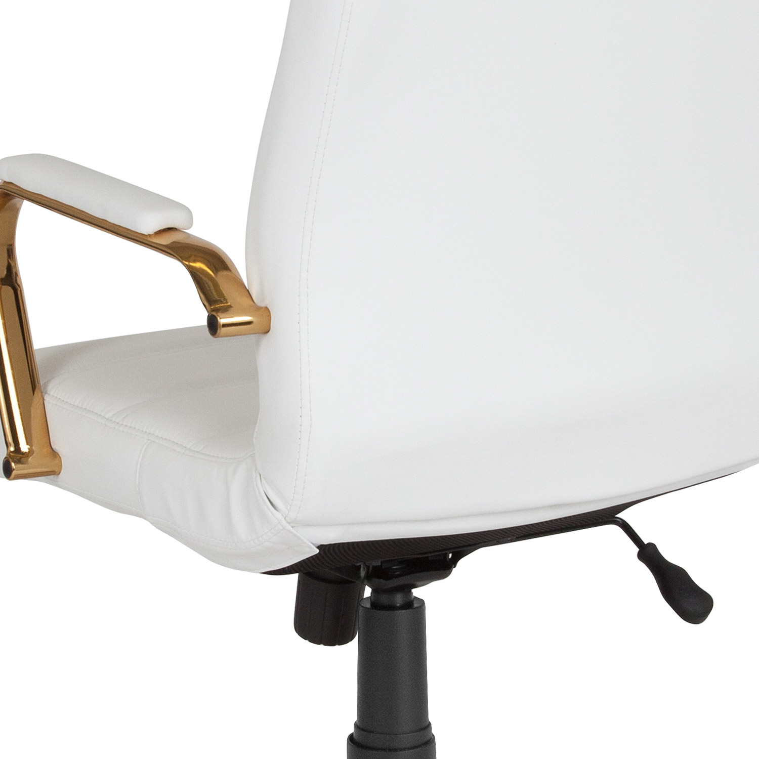 BLNK Whitney LeatherSoft High-Back Executive Swivel Office Chair with Gold Frame and Arms - White