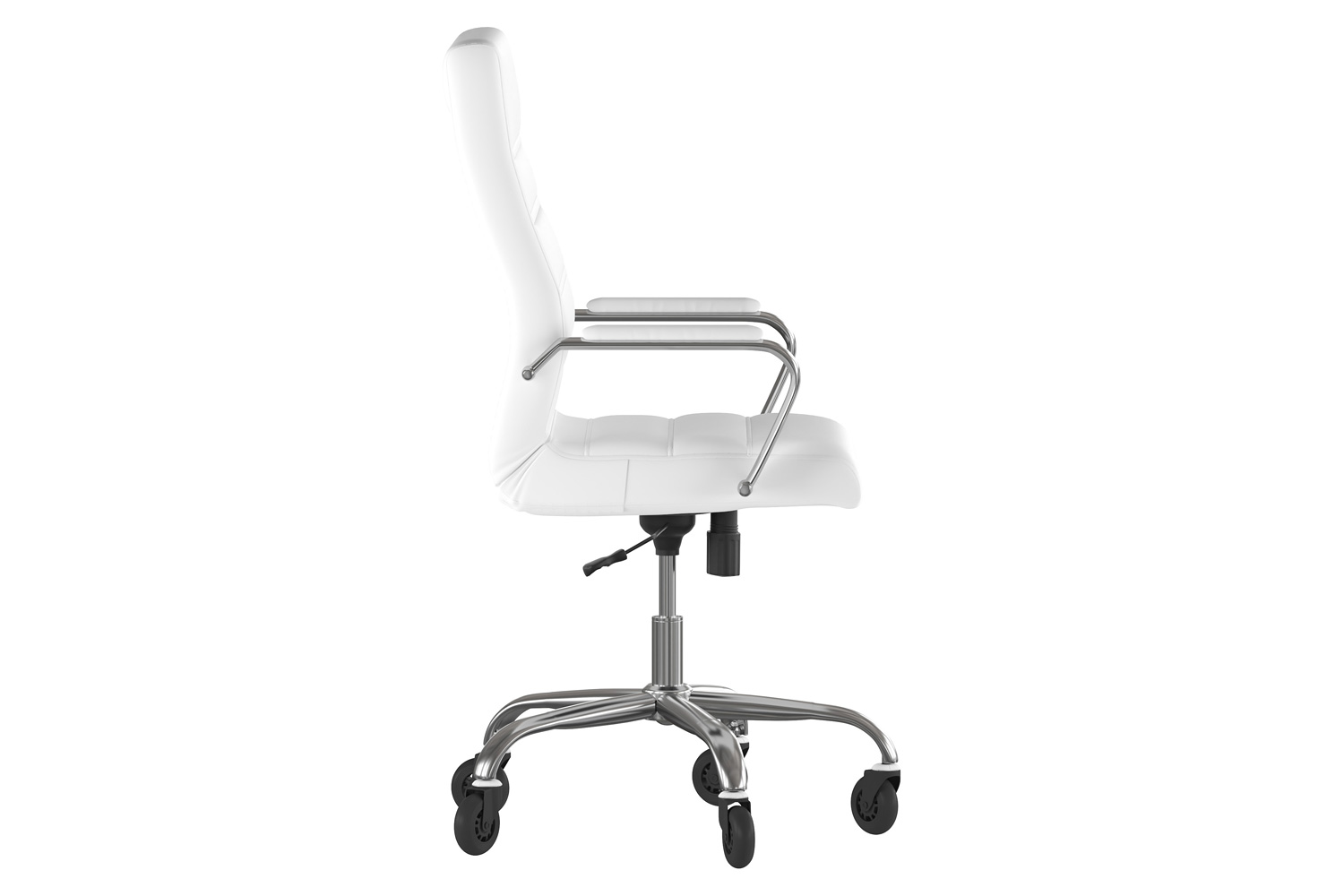 BLNK Whitney LeatherSoft High Back Executive Swivel Office Chair with Chrome Frame, Arms, and Transparent Roller Wheels