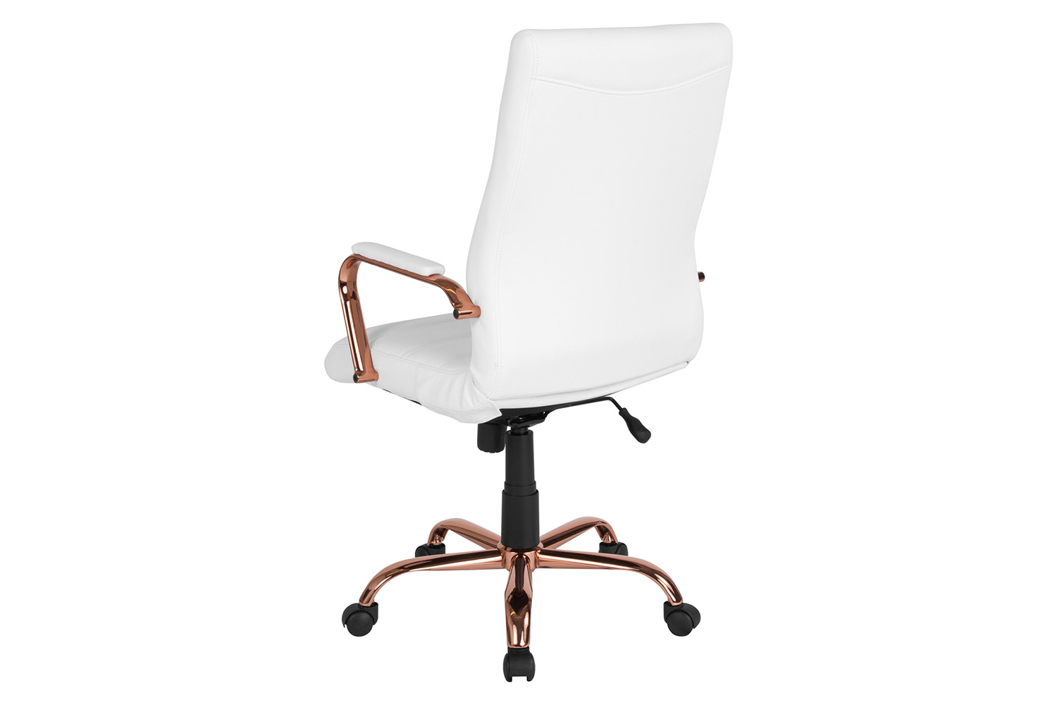 BLNK™ Whitney LeatherSoft High-Back Executive Swivel Office Chair with Rose Gold Frame and Arms - White