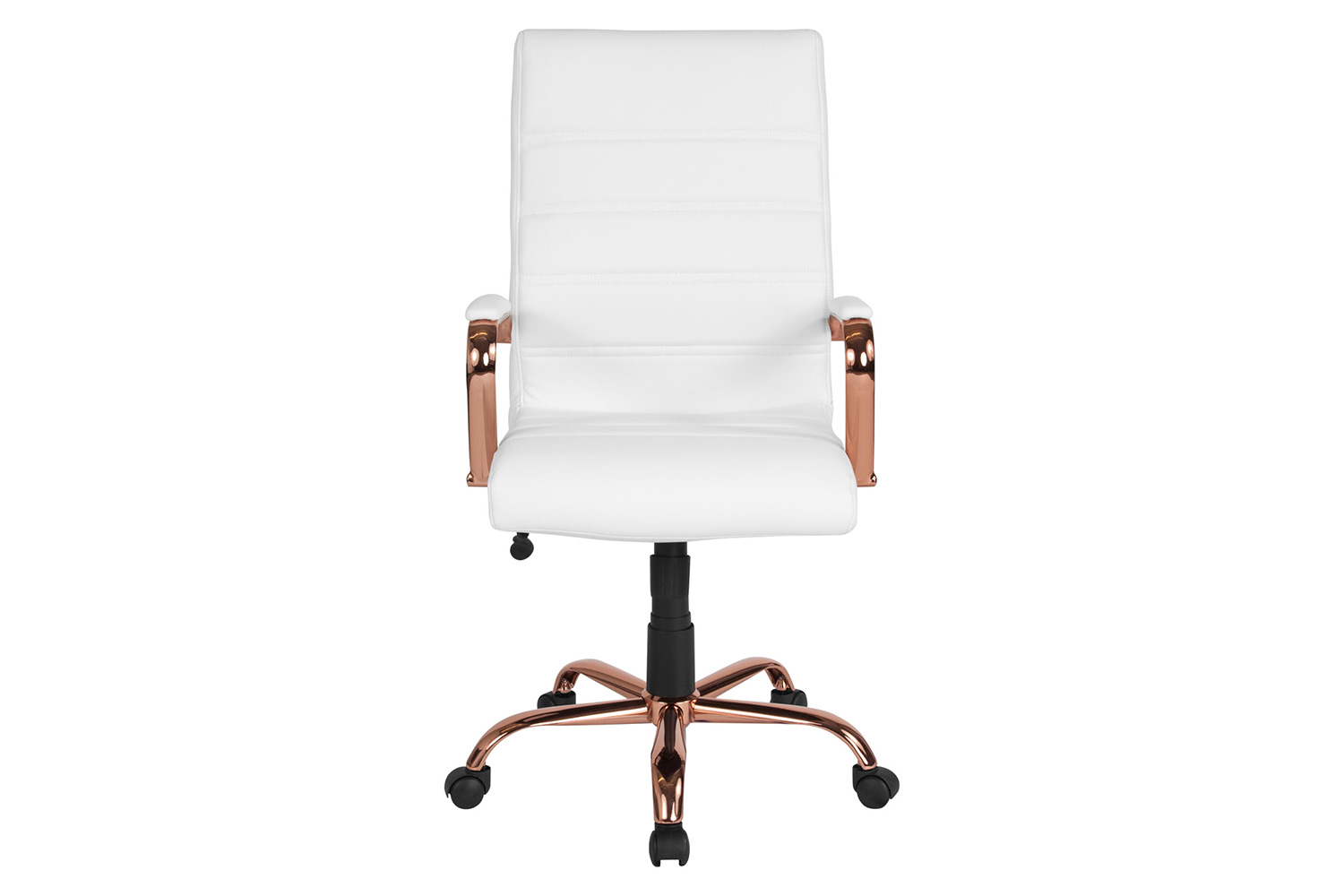 BLNK™ Whitney LeatherSoft High-Back Executive Swivel Office Chair with Rose Gold Frame and Arms - White