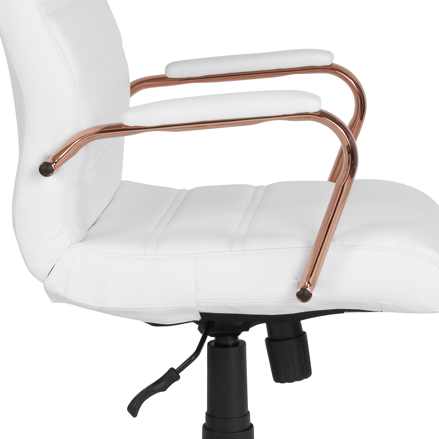 BLNK™ Whitney LeatherSoft High-Back Executive Swivel Office Chair with Rose Gold Frame and Arms - White