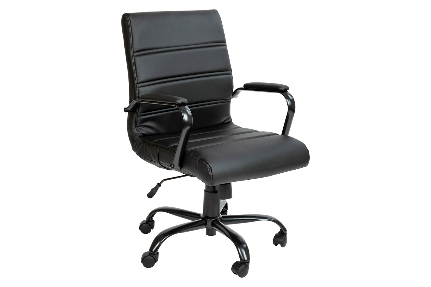 BLNK Whitney LeatherSoft Mid-Back Executive Swivel Office Chair with Black Frame and Arms