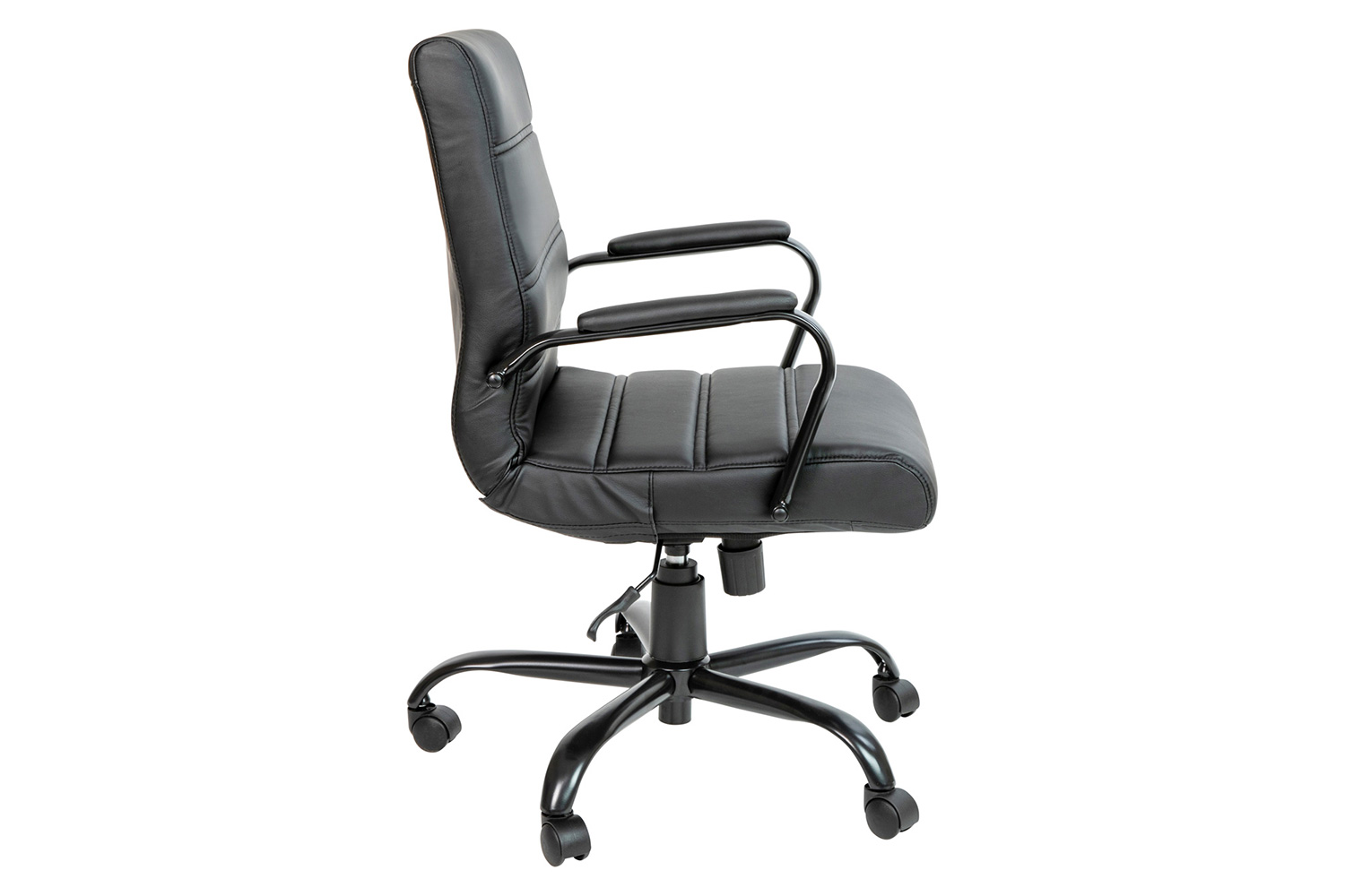 BLNK Whitney LeatherSoft Mid-Back Executive Swivel Office Chair with Black Frame and Arms - Black