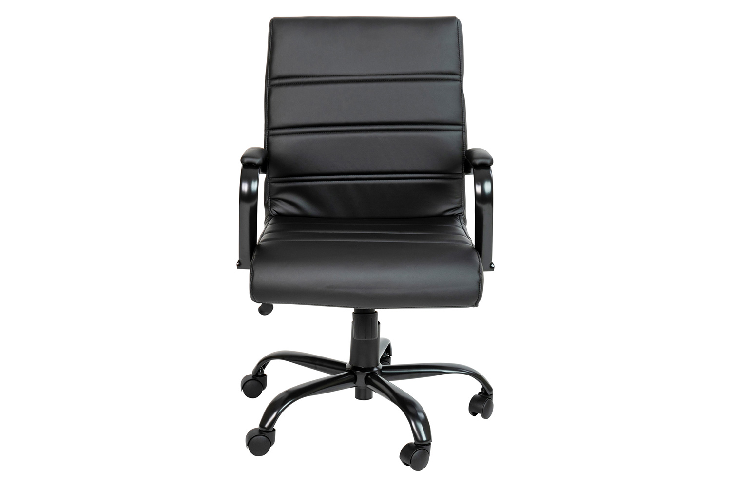 BLNK Whitney LeatherSoft Mid-Back Executive Swivel Office Chair with Black Frame and Arms - Black