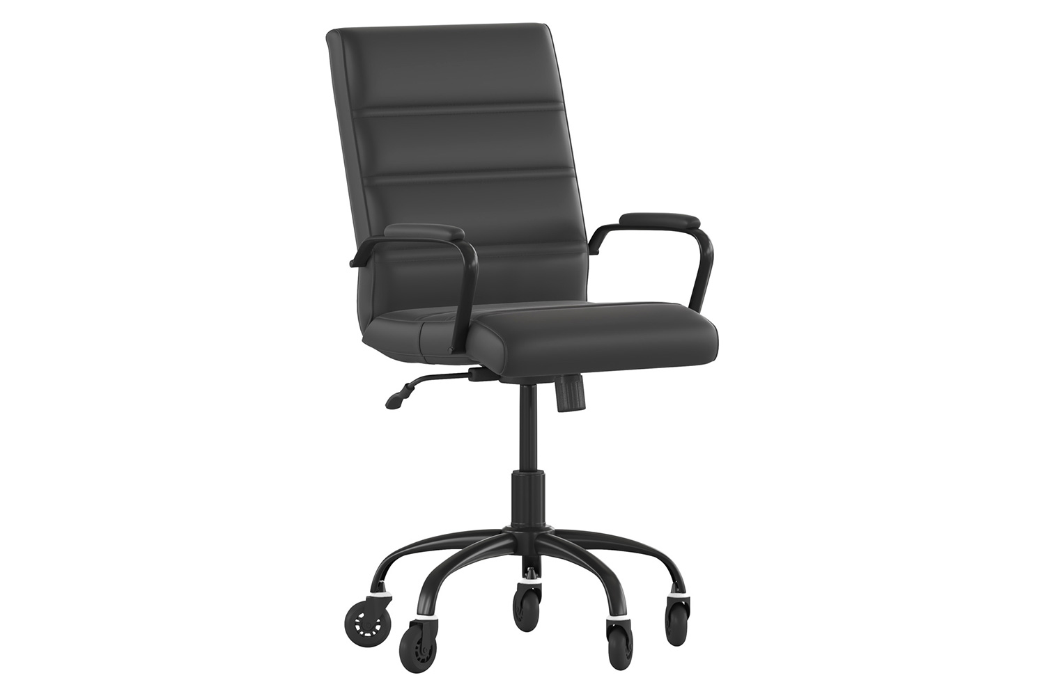 BLNK Camilia LeatherSoft Executive Swivel Office Chair with Arms and Transparent Roller Wheels - Black