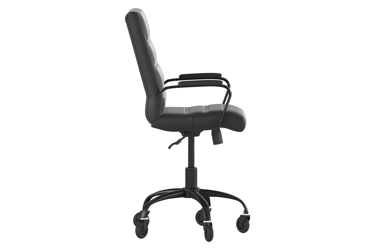 BLNK Camilia LeatherSoft Executive Swivel Office Chair with Arms and Transparent Roller Wheels - Black