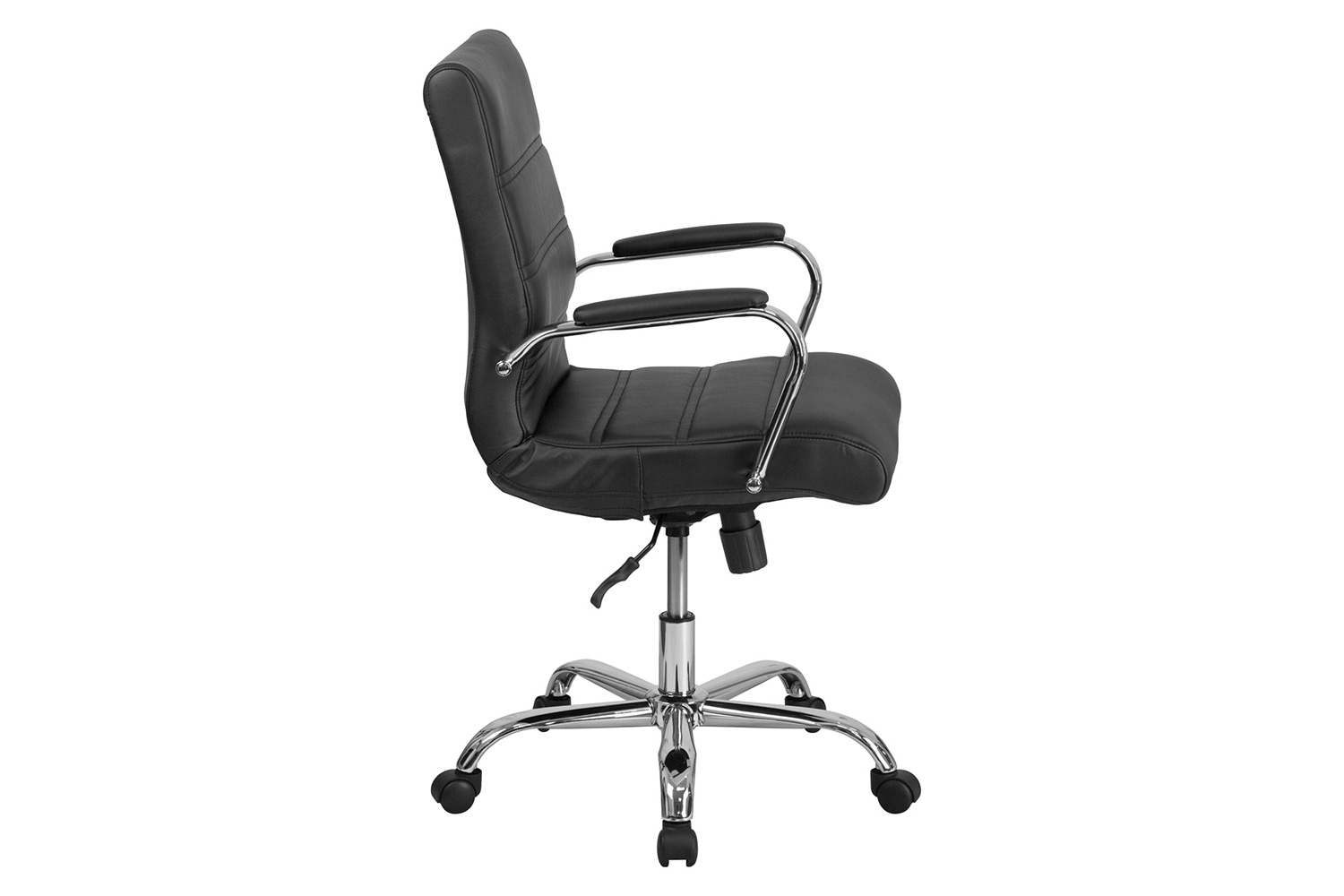 BLNK Whitney LeatherSoft Mid-Back Executive Swivel Office Chair with Chrome Frame and Arms - Black