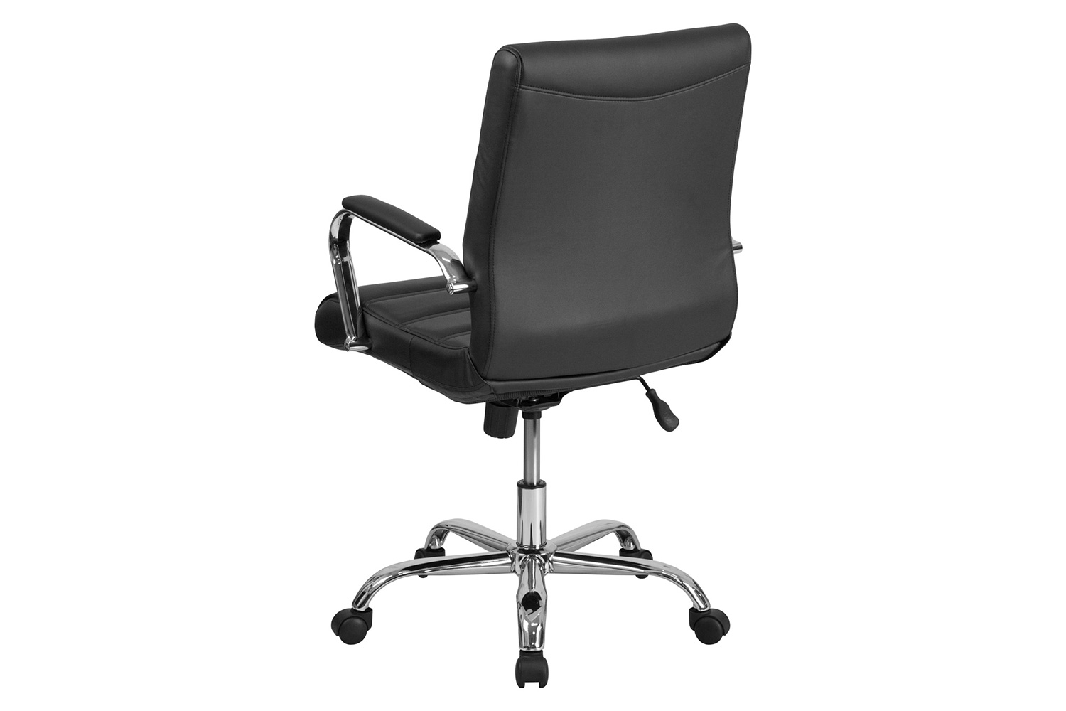 BLNK Whitney LeatherSoft Mid-Back Executive Swivel Office Chair with Chrome Frame and Arms - Black