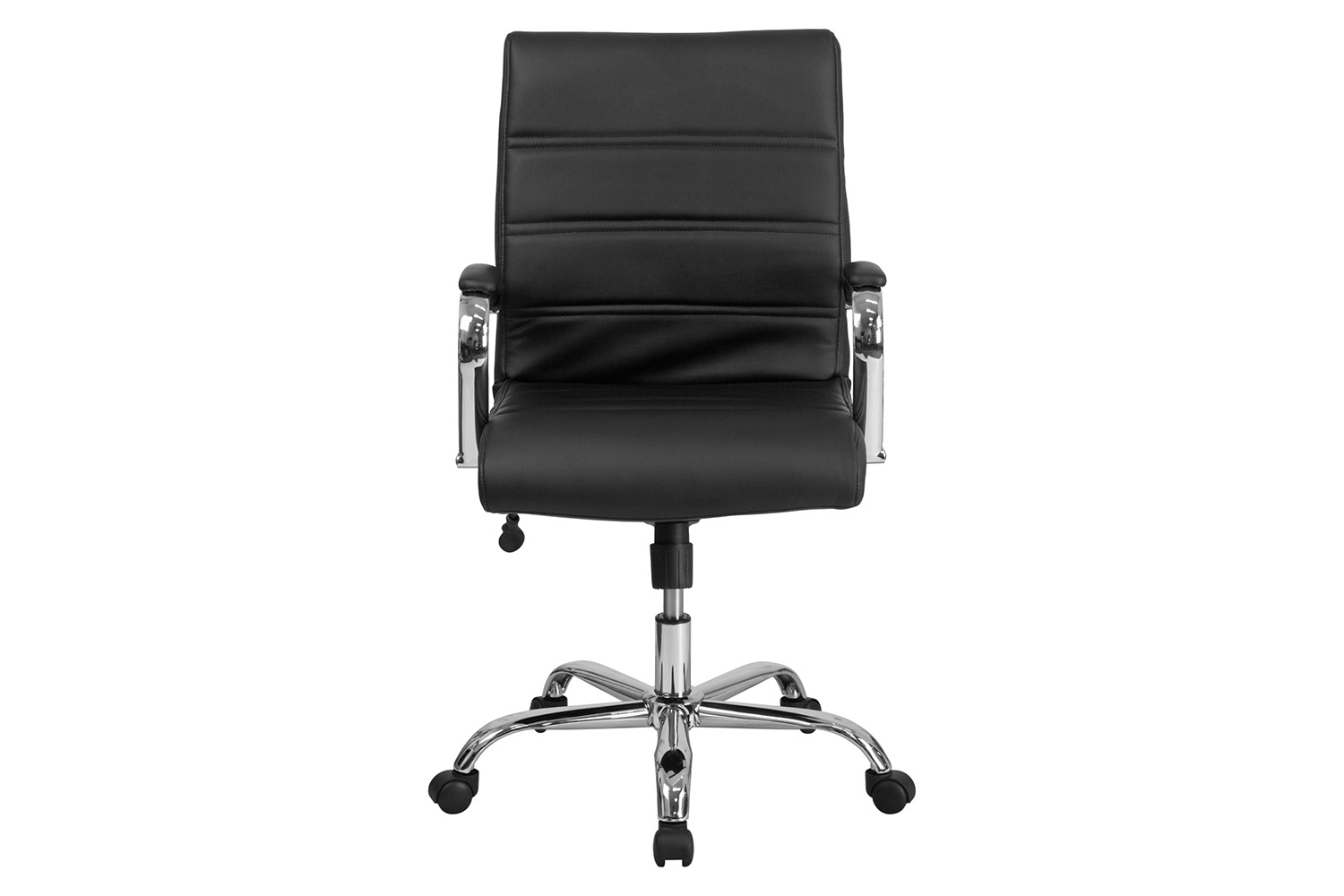 BLNK Whitney LeatherSoft Mid-Back Executive Swivel Office Chair with Chrome Frame and Arms - Black