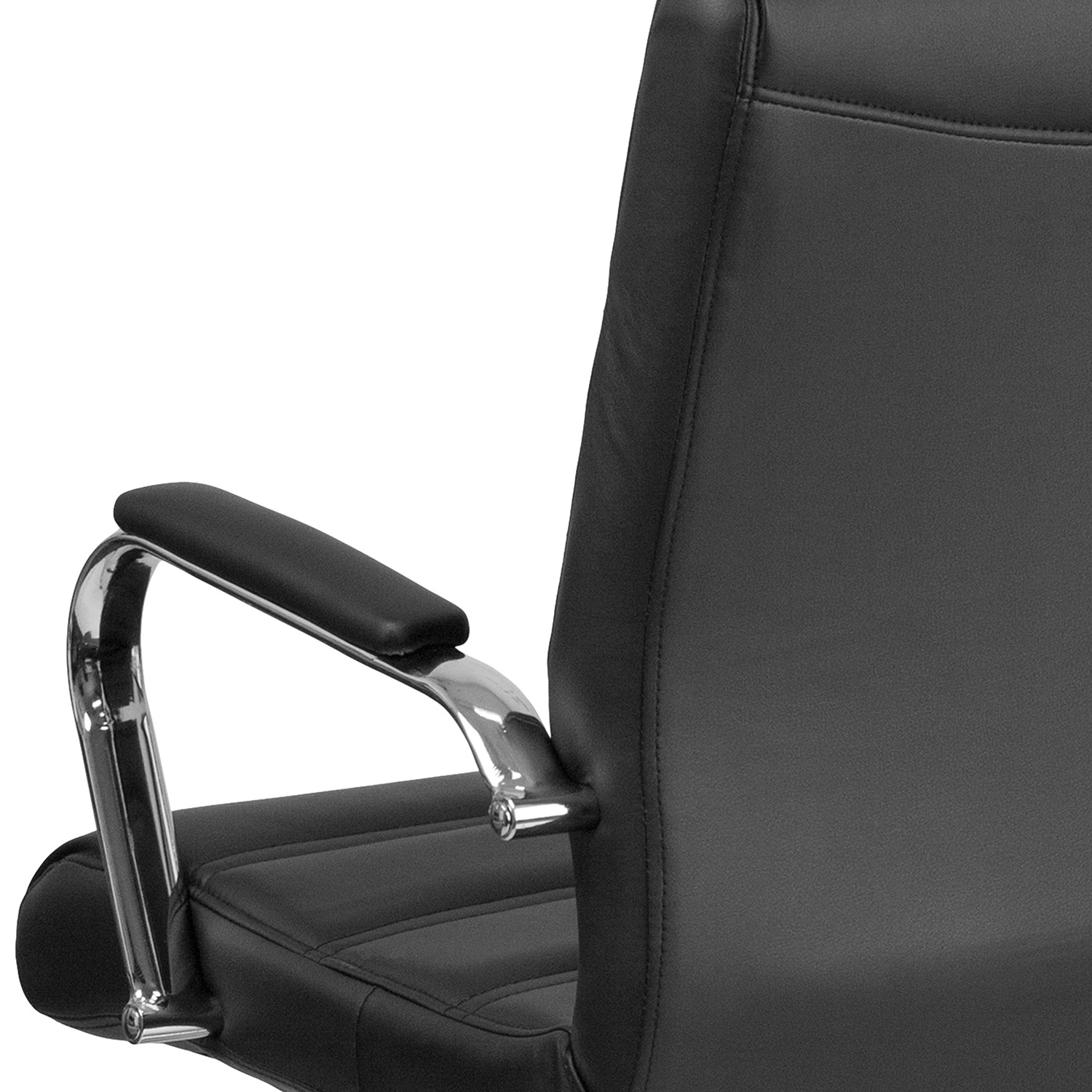 BLNK Whitney LeatherSoft Mid-Back Executive Swivel Office Chair with Chrome Frame and Arms - Black