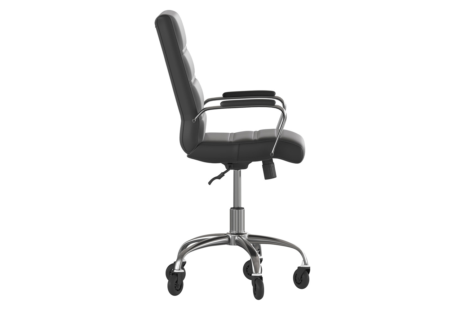 BLNK Camilia LeatherSoft Executive Swivel Office Chair with Chrome Frame, Arms, and Transparent Roller Wheels - Black