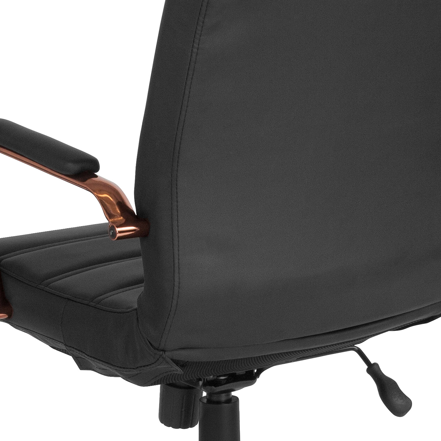 BLNK Whitney LeatherSoft Mid-Back Executive Swivel Office Chair with Rose Gold Frame and Arms - Black