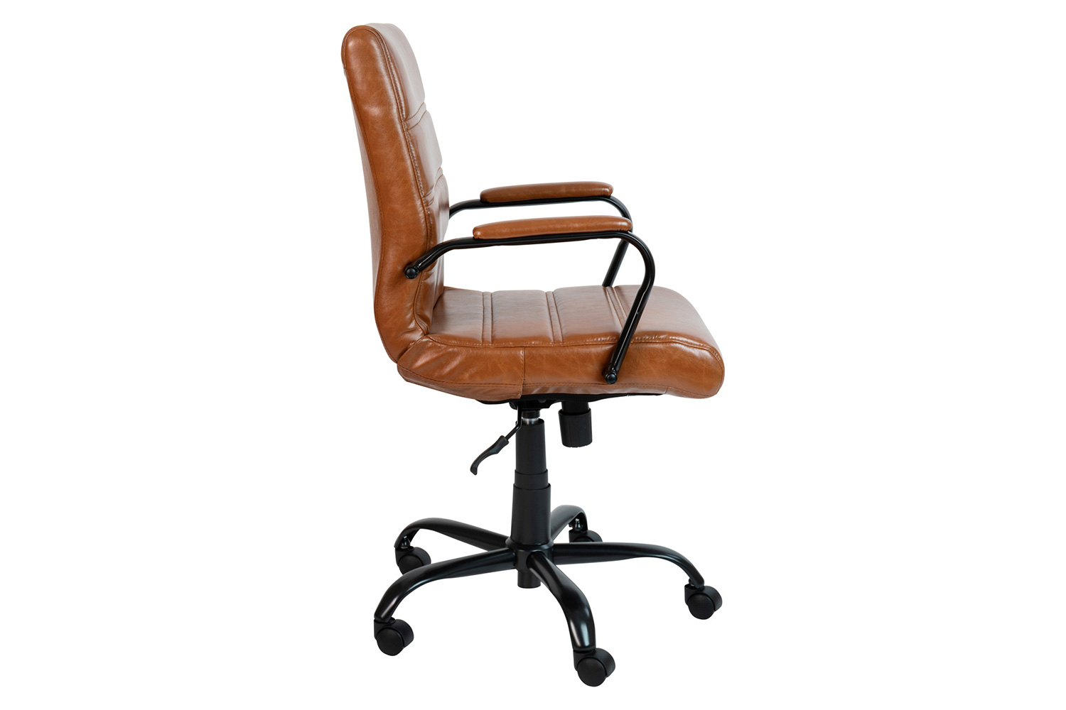 BLNK Whitney LeatherSoft Mid-Back Executive Swivel Office Chair with Black Frame and Arms - Brown