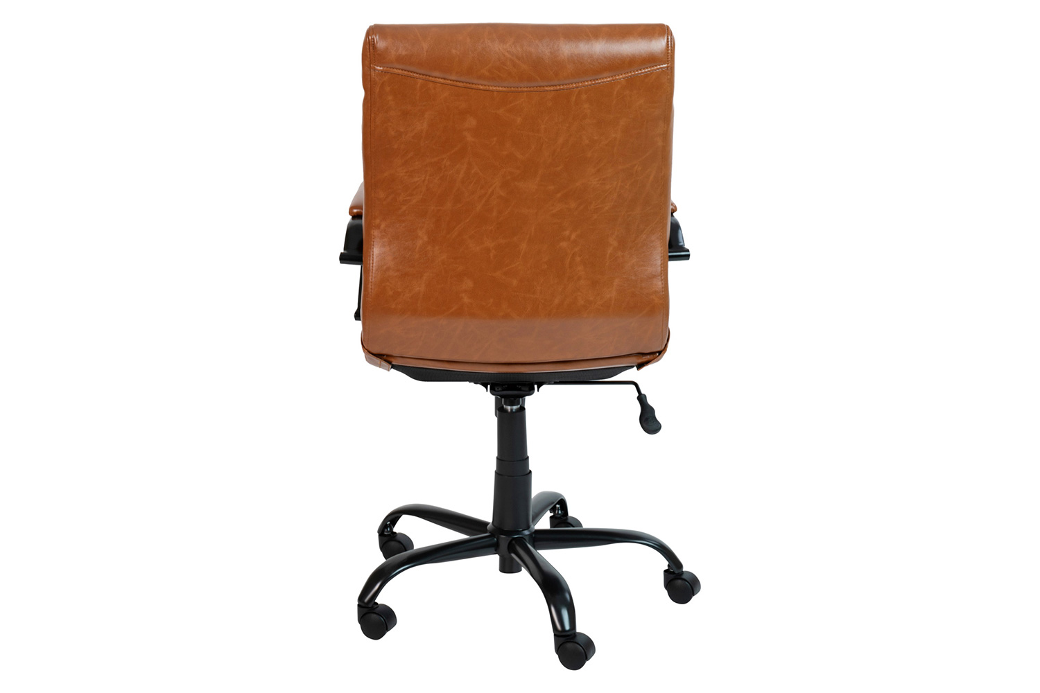 BLNK Whitney LeatherSoft Mid-Back Executive Swivel Office Chair with Black Frame and Arms - Brown