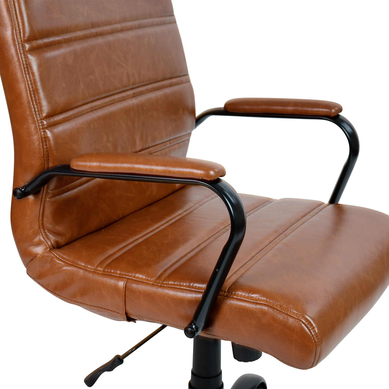 BLNK Whitney LeatherSoft Mid-Back Executive Swivel Office Chair with Black Frame and Arms - Brown