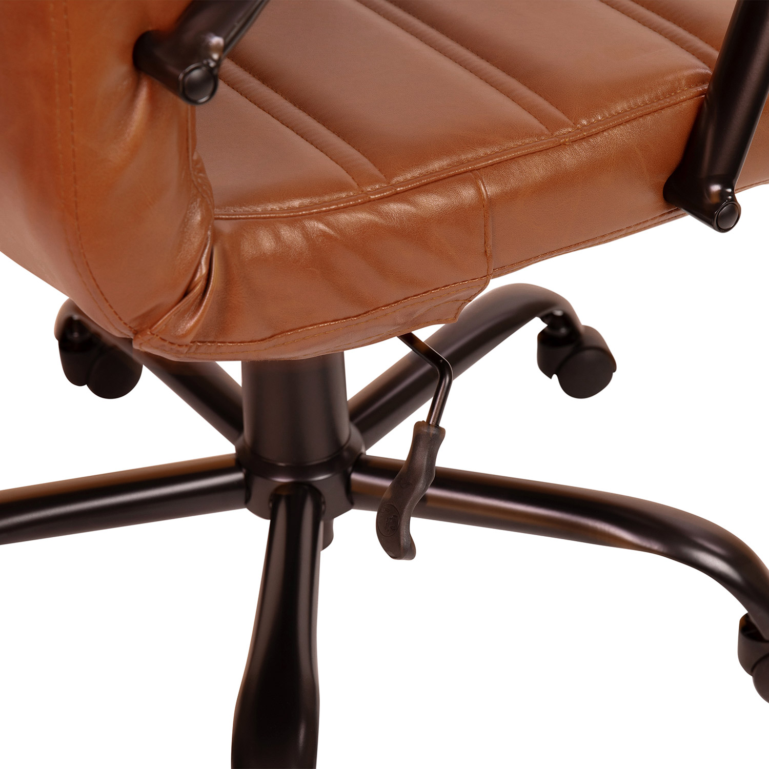 BLNK Whitney LeatherSoft Mid-Back Executive Swivel Office Chair with Black Frame and Arms - Brown