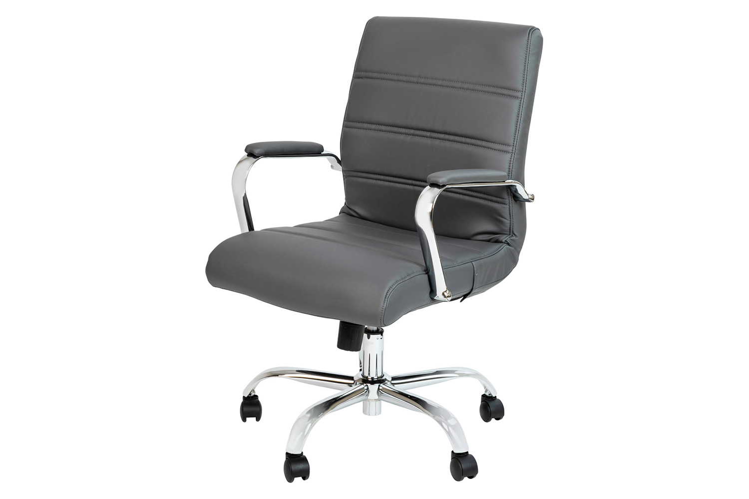 BLNK Whitney LeatherSoft Mid-Back Executive Swivel Office Chair with Chrome Frame and Arms