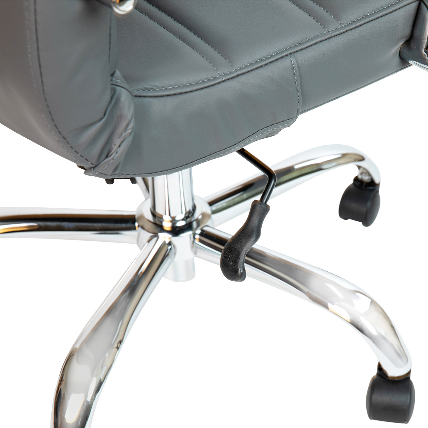 BLNK Whitney LeatherSoft Mid-Back Executive Swivel Office Chair with Chrome Frame and Arms - Gray