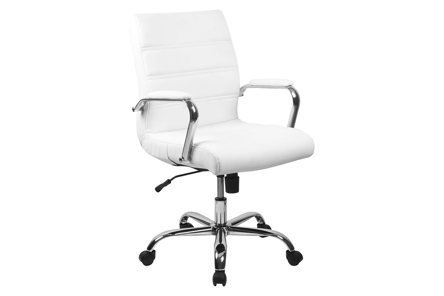 BLNK Whitney LeatherSoft Mid-Back Executive Swivel Office Chair with Chrome Frame and Arms - Gold