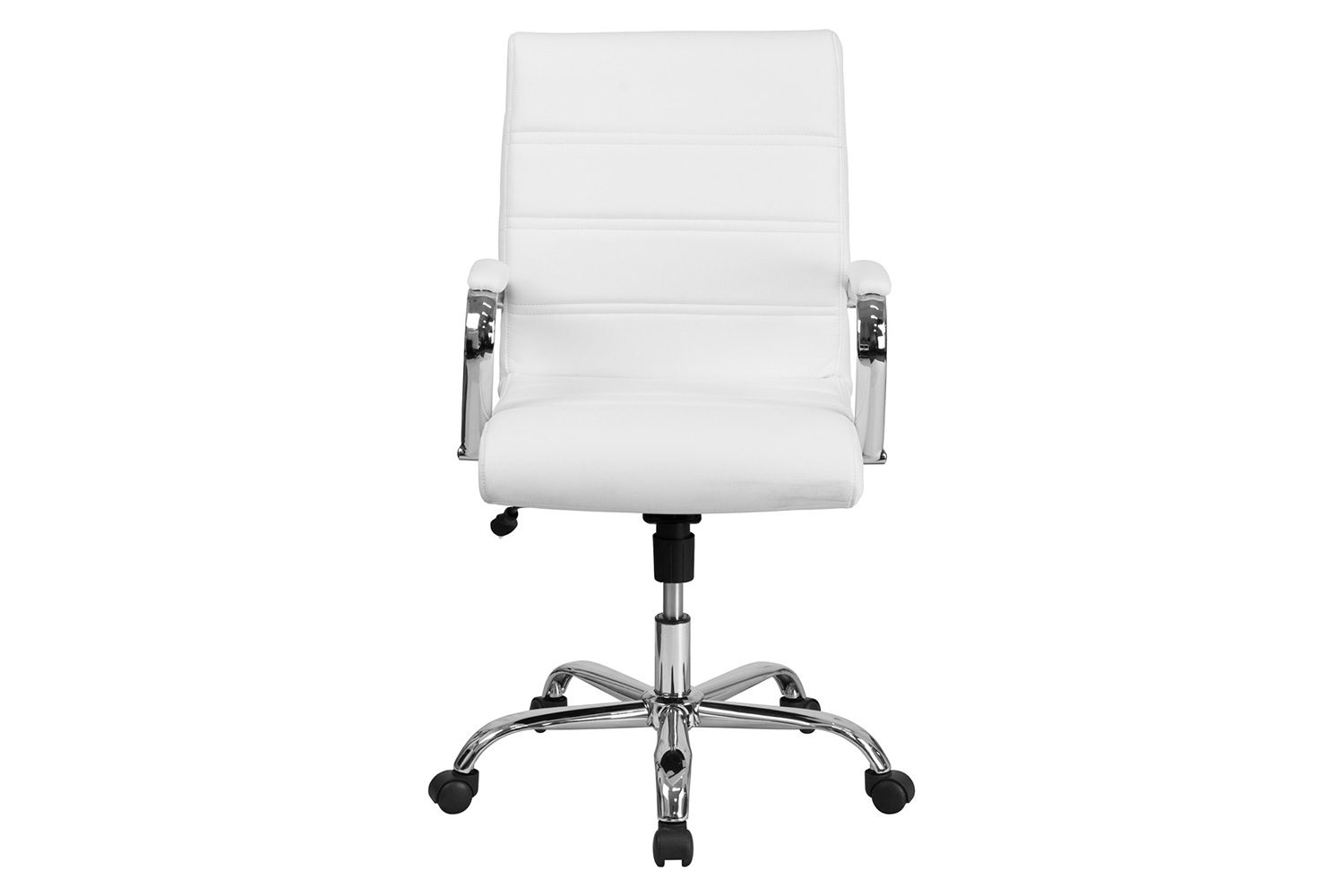 BLNK Whitney LeatherSoft Mid-Back Executive Swivel Office Chair with Chrome Frame and Arms - Gold