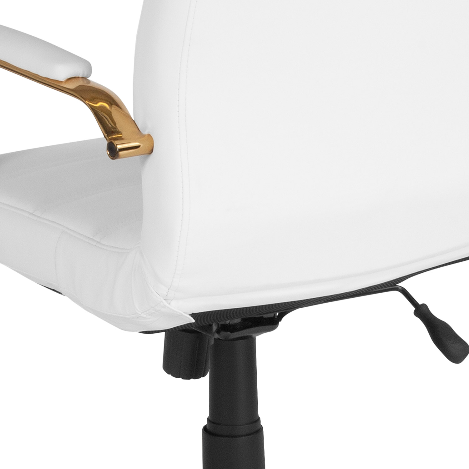 BLNK Whitney LeatherSoft Mid-Back Executive Swivel Office Chair with Gold Frame and Arms - White